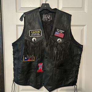 Biker Leather Motorcycle Vest‎ Men's Size 52